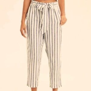 Beach linen pants with tie